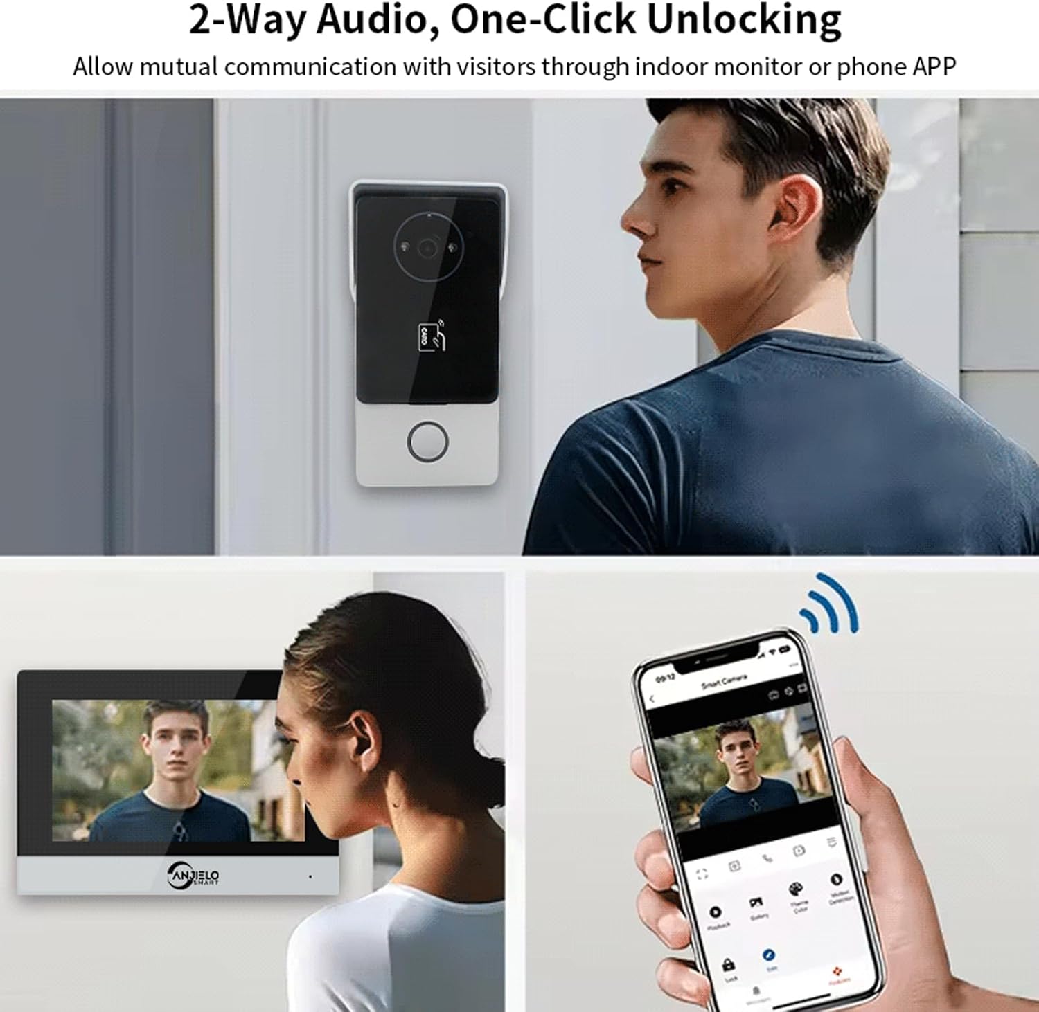 2 Wire Video Doorbell Apartment Intercom System,1080P Visual Doorbell Camera,7 Inch Monitor, Support 3 in 1 Unlock,Two-Way Audio,Monitoring,Anti-Alarm for Home Villa (1 doorbell + 2 Monitor) image 2