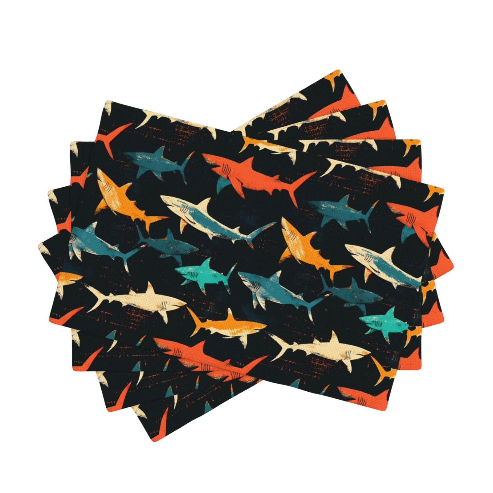 Set de table motif requin coloré pour décoration de fête et repas enfant