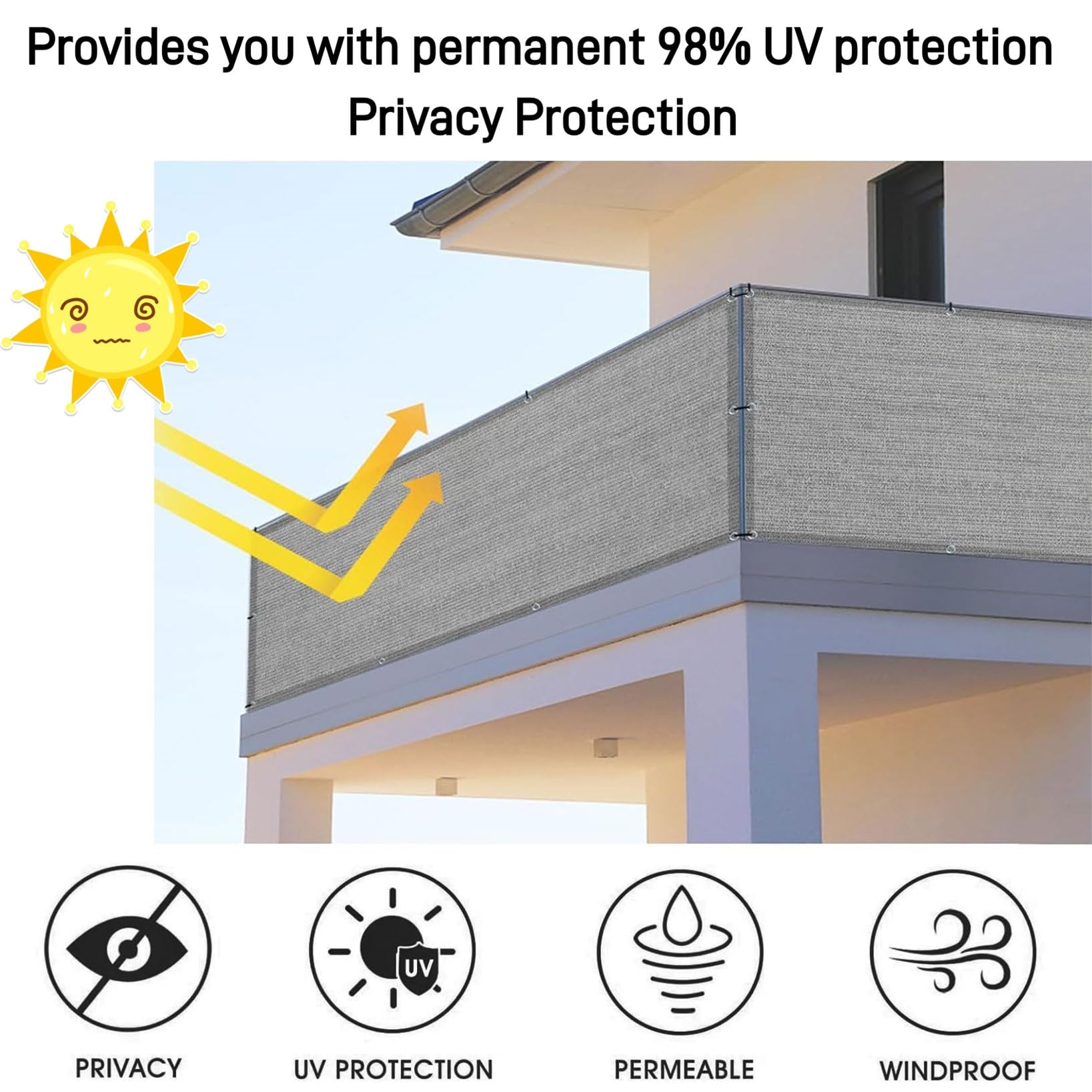 Balkonscherm 50 X 450 Cm - Wind- En UV-Bescherming Met Privacy, Weerbestendig Terrascherm Bruin