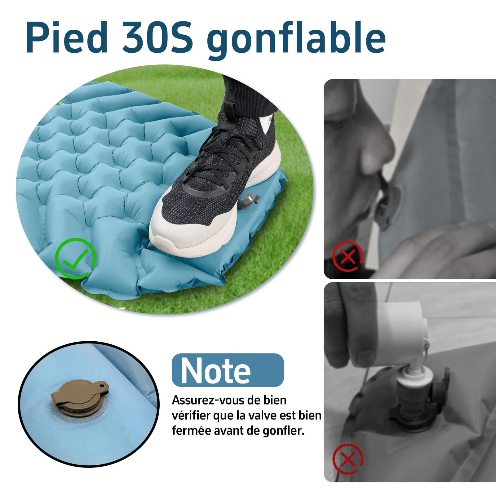 Matelas Gonflable ultraléger (avec Oreiller) Matelas Gonflable Portable pour la Plage, Le Camping et la randonnée