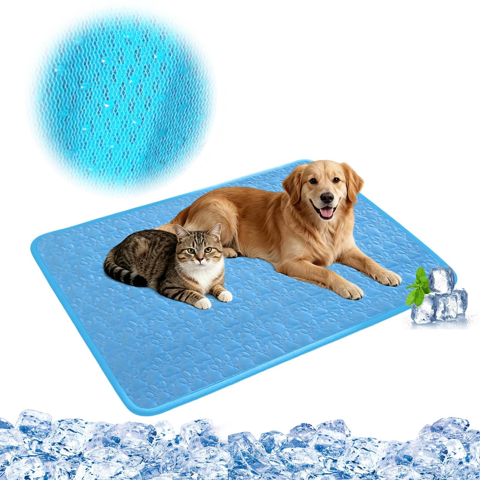 Générique Tapis de Repos Autorefroidissant pour Chiens, Surface en Soie Glacée Respirante, pour Canicule, Été et Confort Quotidien