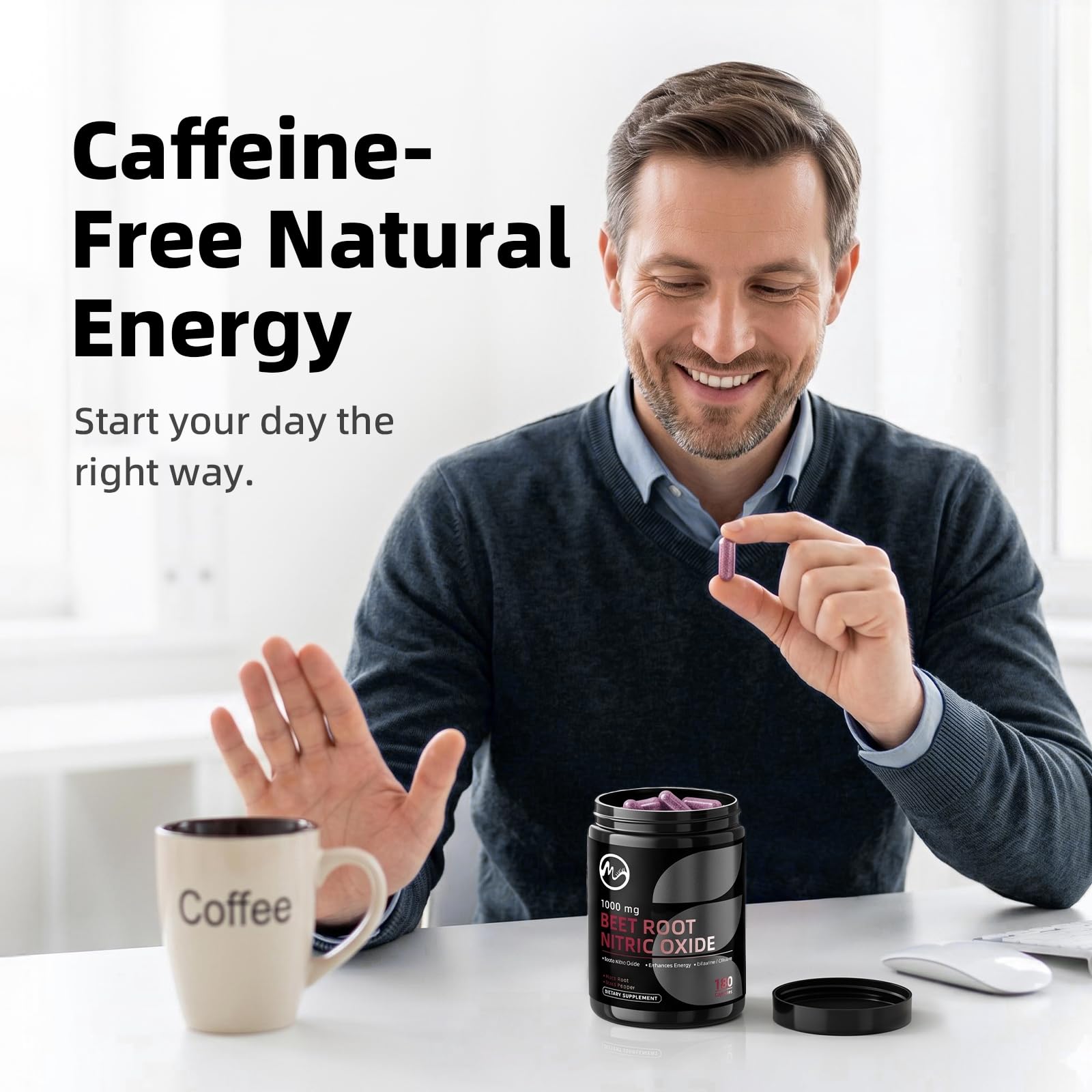Beet Root Capsules - Nitric Oxide Booster for Men and Women, Beetroot Supplements 1000 mg w/ L-Citrulline, Taurine and Maca, Support Energy, Circulation & Nitric Oxide, Caffeine-Free, 180 Capsules — Amazon image 8