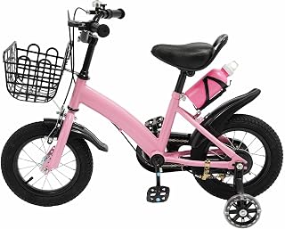 WWENDNDYS Bicicleta, manillar/asientos ajustables de 12 pulgadas para niños de 2 a 5 años, deportes infantiles, ciclismo con asiento de muñeca y ruedas estabilizadoras (rosa, altura: 31,5 a 41,34")