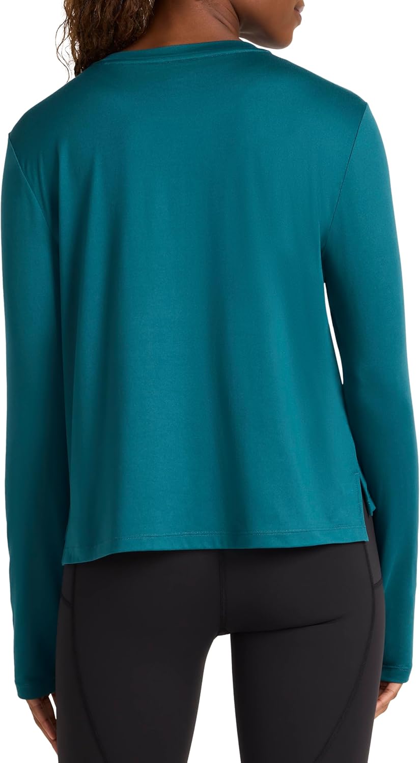 Reebok Womens Long Sleeve Crewneck Top, Standard Fit, Lightweight Stretch Poly Marled Jersey Fabric - Image 2