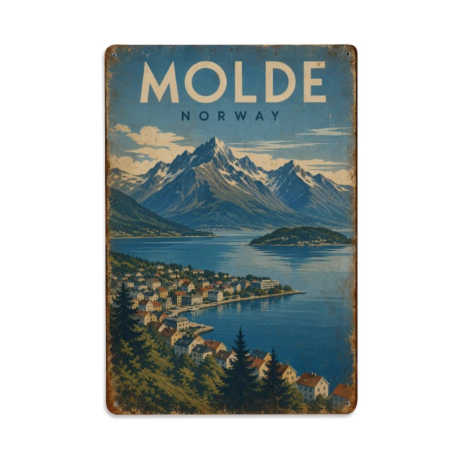 Metal Tin Sign Retro Travel Norway Molde