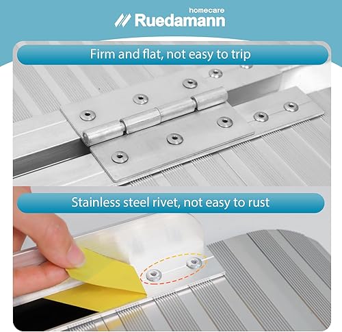 Miniatura 5 de Ruedamann Rampa de umbral de 47.6 pulgadas de largo x 28.1 pulgadas de ancho, rampas para sillas de ruedas de 4 pies, altura de 8 pulgadas,