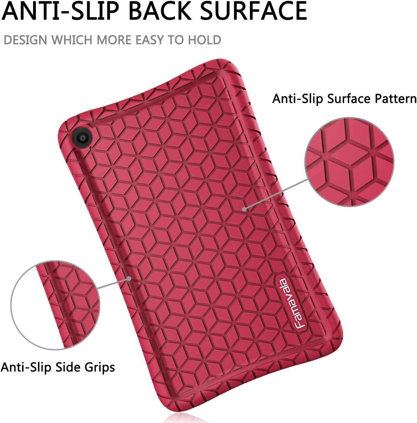 Famavala Silicone Case Cover Compatible with All-New Fire 7 Tablet [9th Generation, 2019 Release] (WineRed)