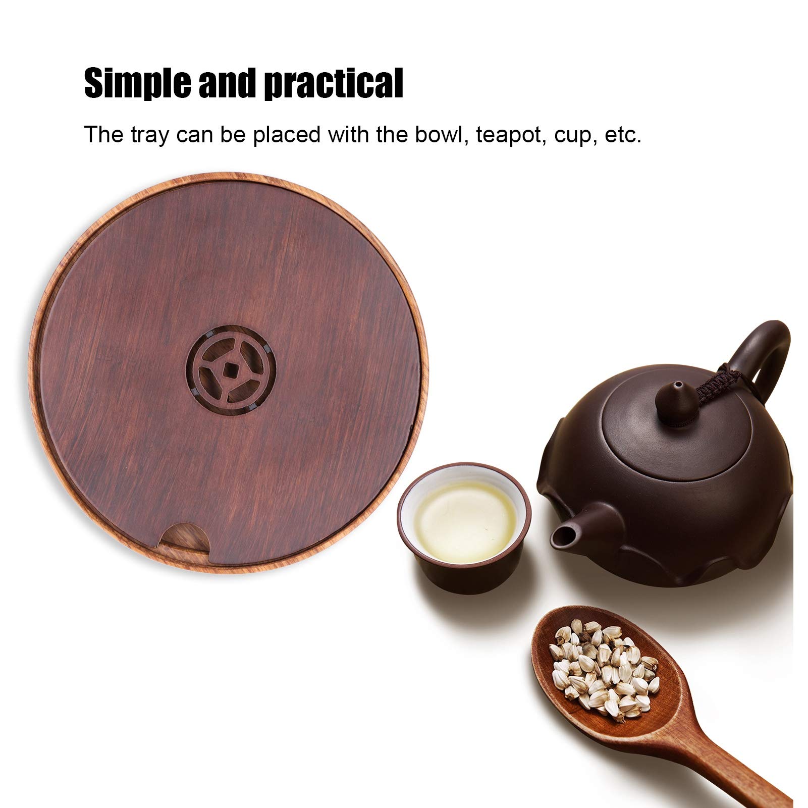 Plateau ? Th¨¦ de Cuisine,Plateau de Service en Bambou Respectueux de L'Environnement,Tapis de Th¨¦i¨¨re Rond Simple Polyvalent pour Bol Plac¨¦,Th¨¦i¨¨re,Tasse,Fond Antid¨¦rapant