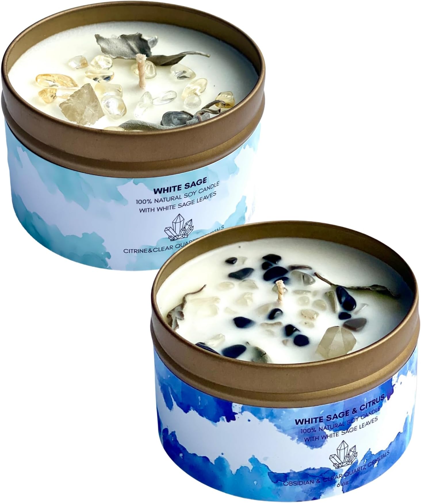 Green Tree - Gemstone Candle Purification White Sage 70g main image 1
