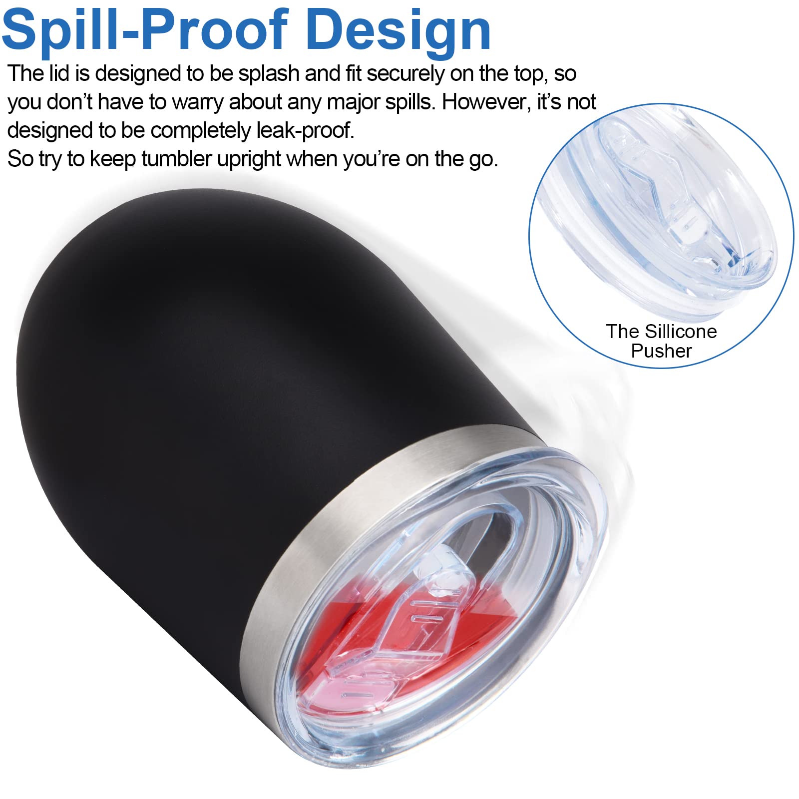 Reusable Coffee Cup, Double Walled -Insulated Travel Mug Vacuum Stainless Steel Wine Tumbler with Spill Proof Lid - Image 4