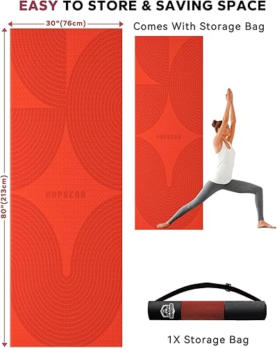 Miniatura 7 de HAPBEAR Tapete de yoga extragrande (84 x 30 pulgadas), tapete de ejercicio antideslizante de PVC de doble cara de 13 pulgadas de grosor con