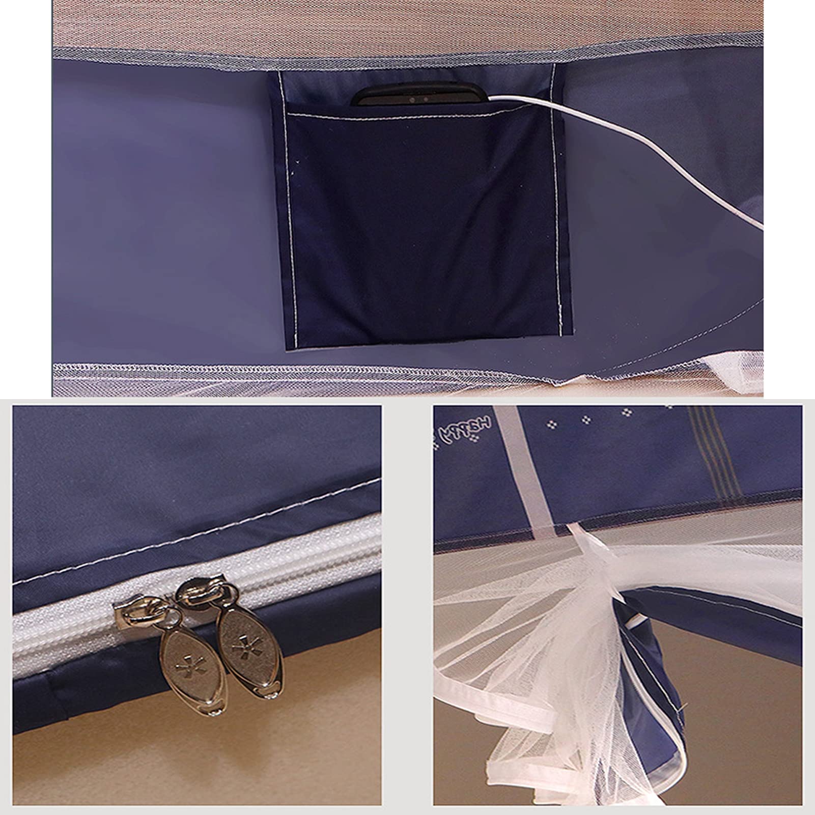 Mosquitera Plegable con Dosel para Cama, Doble Puerta, para Camping, con Cremallera, para Evitar Insectos, para Camas y dormitorios, A, 1,5 x 2,0 m