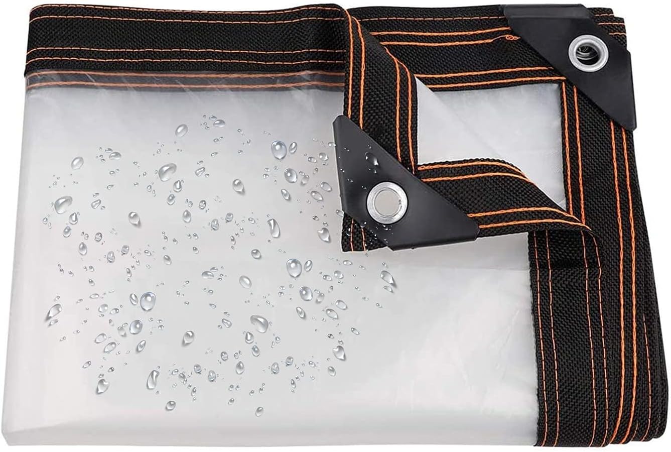 13.5ミルPVCクリアタープ高耐久透明ターポリン防水グロメット付き