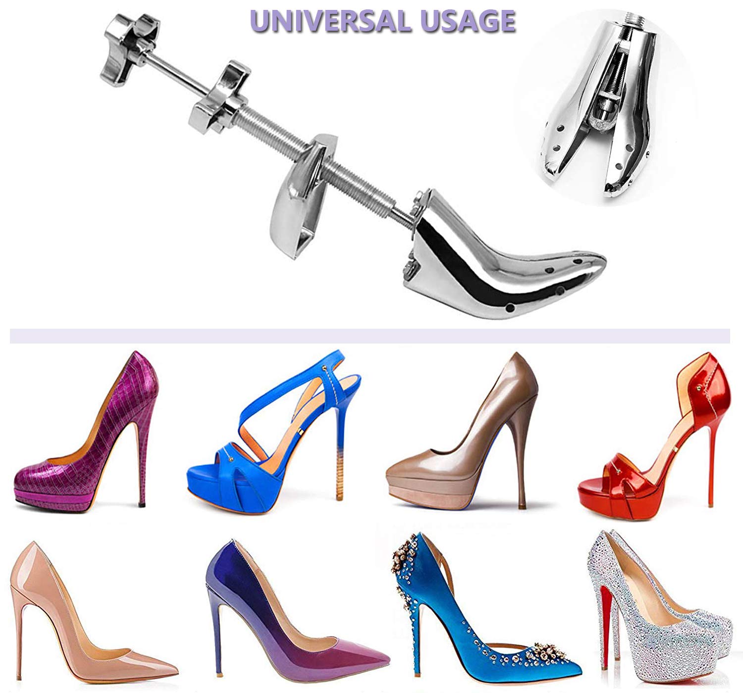 Estirador de zapatos de metal para hombre ajustable ancho y largo para pies anchos extensor de zapatos (1 pieza)
