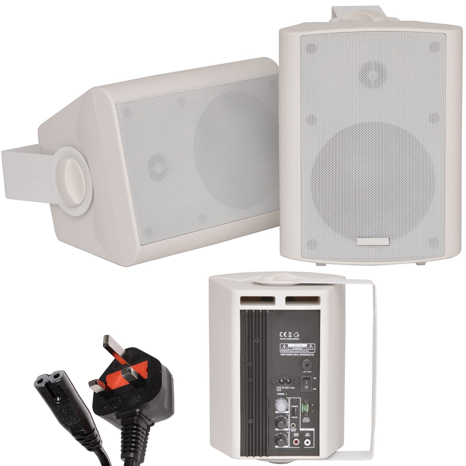 Loops Paire d'enceintes murales 60 W alimentées/actives - satellites stéréo Home Cinema HiFi