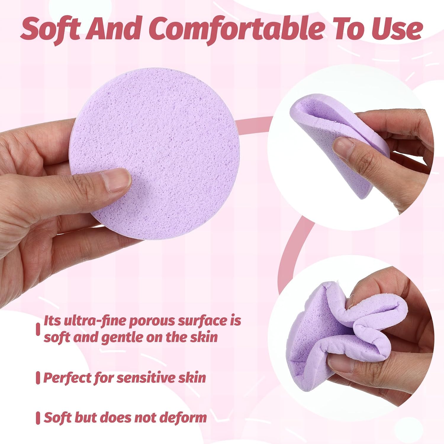 60 Pcs Facial Sponges Compressed, Facial Cleansing Sponges Makeup Removal Round Sponge Pads Compress Exfoliating Spa Spong for Women Facial Cleansing Exfoliating Makeup Removal Washing