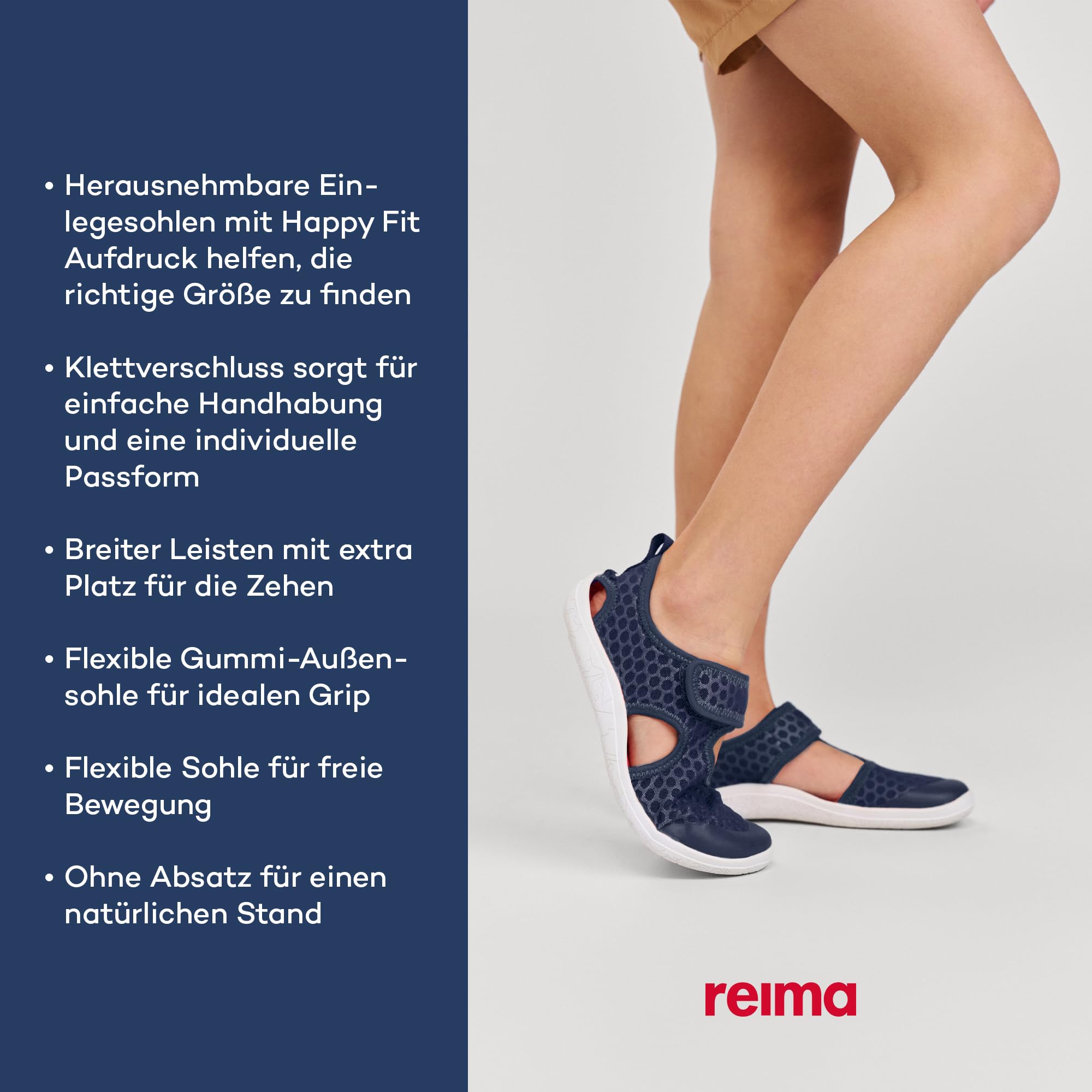Reima - Rantaan Barfuß Sandalen für Kinder - Leichte, atmungsaktive Kinder Sandalen mit flexibler Sohle - viel Platz für die Zehen, Klettverschluss, herausnehmbare Einlegesohlen