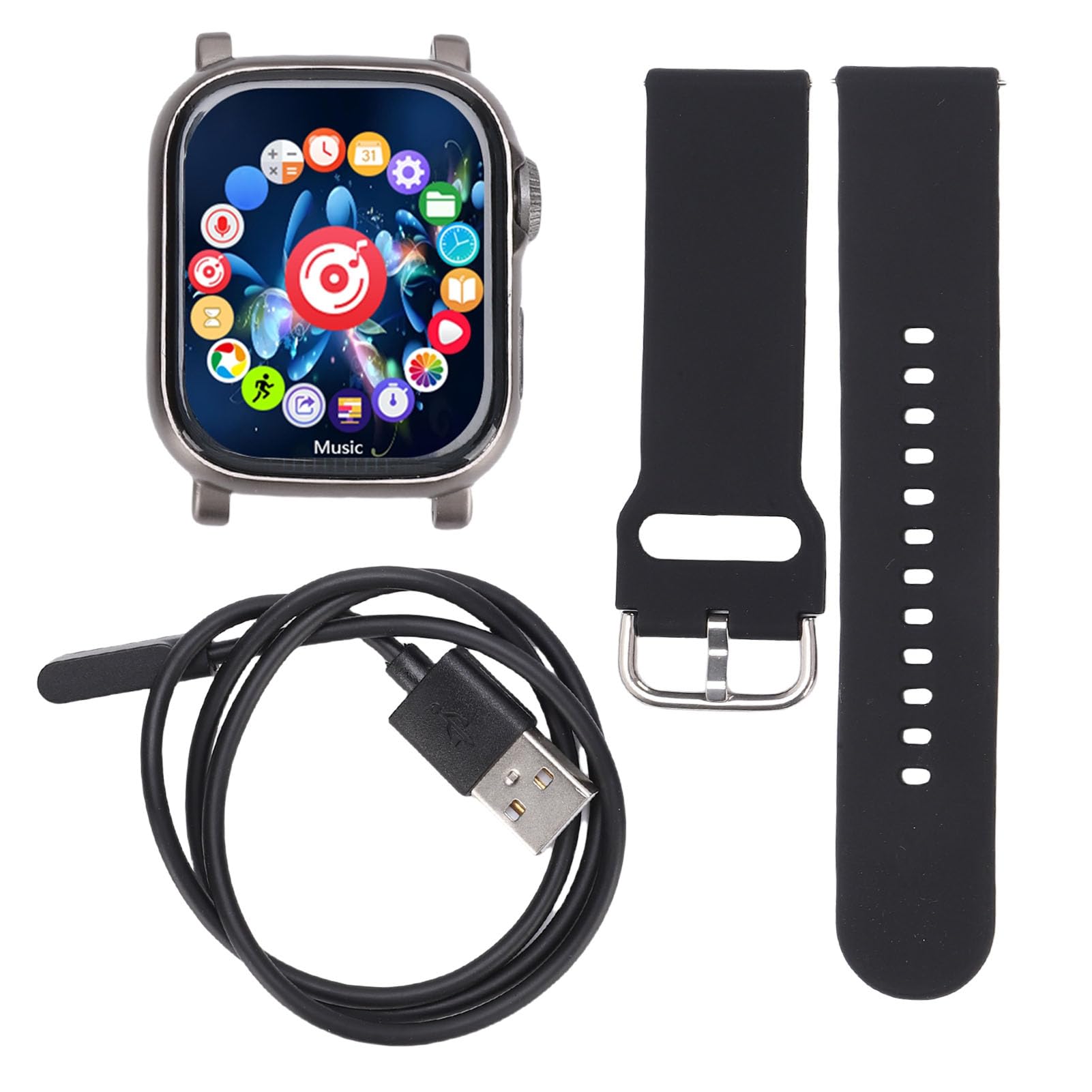 Tosuny Lettore MP3 Indossabile con Bluetooth 5.4, Lettore Musicale Portatile con Touchscreen e Band da Polso da 2", Altoparlante Integrato, E-book, Registratore Vocale, Contapassi, (16G)