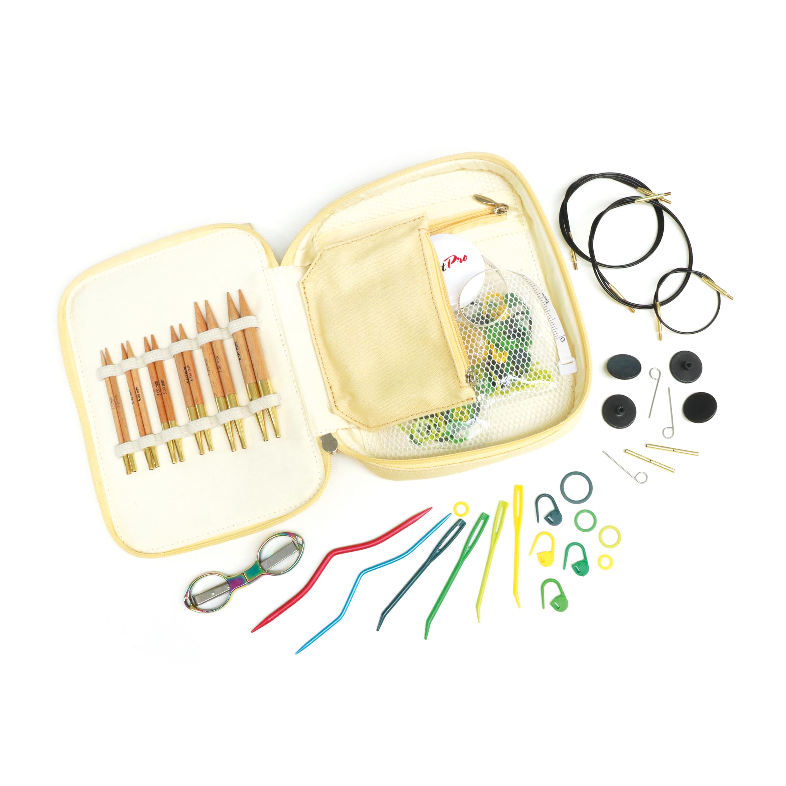 KnitPro Basix Interchangeable Circular Knitting Needle Set 3.5-8mm 6 Sizes Stainless Steel Cotton