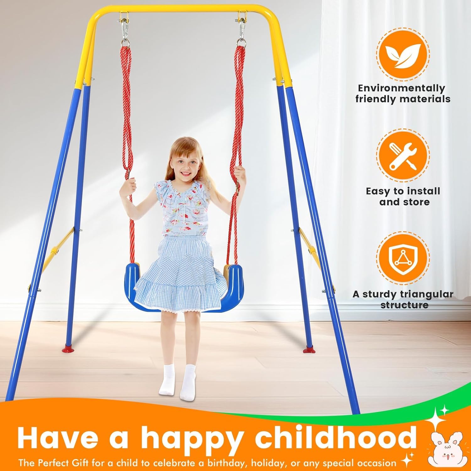 3-In-1 Altalena per Bambini Pieghevole L'altalena per Figli Altalena da Giardino Adatto per Interno/Esterno Portatile Altalena per dai 6 Mesi.