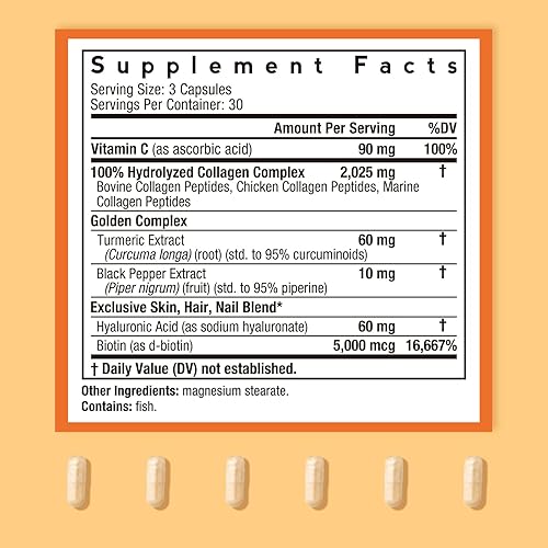Miniatura 2 de Doctor's Recipes Péptidos de colágeno múltiple con cúrcuma dorada, vitamina C, biotina, ácido hialurónico y pimienta negra, suplementos de colágeno