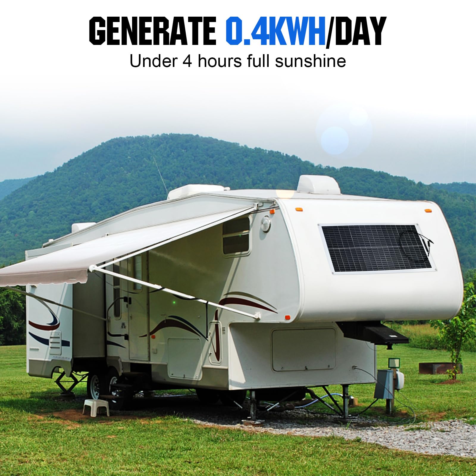 ECO-WORTHY 100W 12V Solarpanel Flexibel Monokristallines Solarpanel, Solarmodul mit Ladekabel für Wohnmobil Auto Boot 12V Batterien