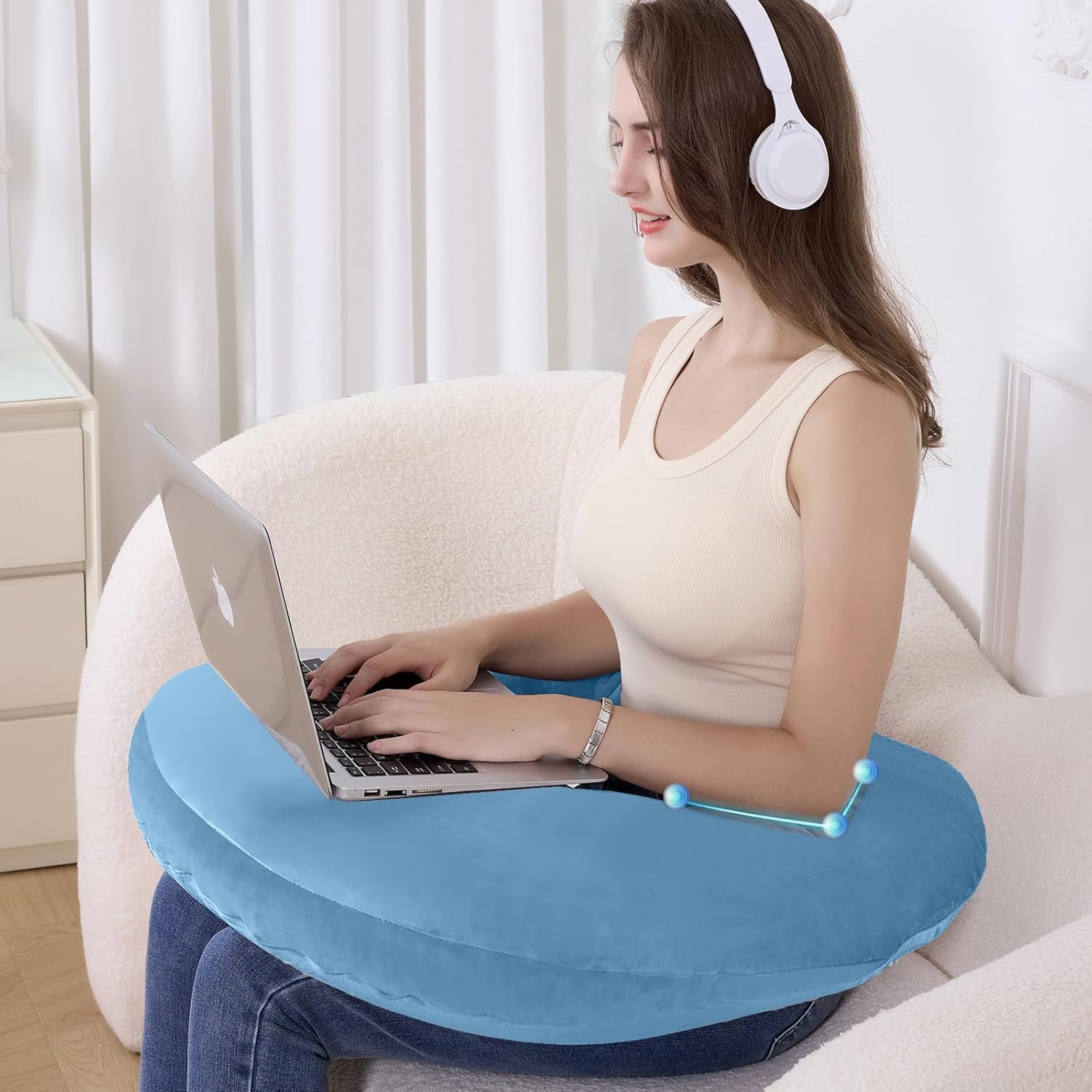 Reading Pillow for Gaming, Lap Desk Pillow Crochet Pillow Ergonomic Arm Support for Sitting in Bed or Couch, Pain Relief and Fatigue for Gaming, Reading, Crocheting, Playing & Working