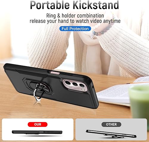 Miniatura 5 de YmhxcY Funda para Moto G Stylus 4G 2022 con soporte y 2 protectores de pantalla a prueba de explosiones + 2 protectores de lente, grado militar a