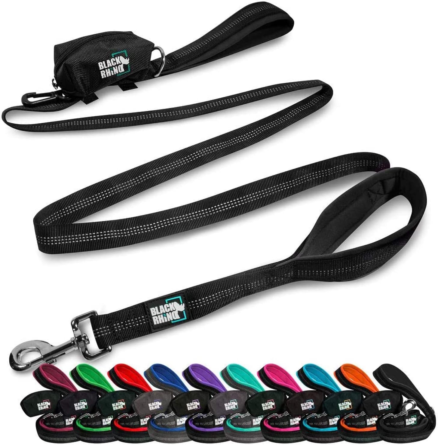 Black Rhino Heavy Duty 6ft Dog Leash with Dual Neoprene Handles
