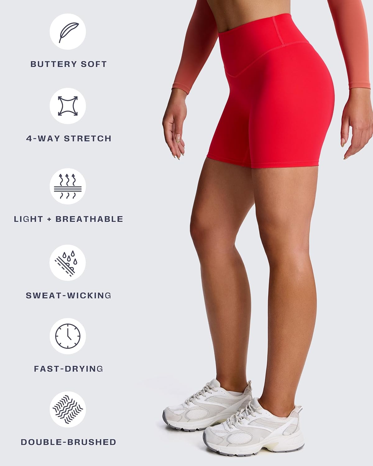 Aoxjox Metamorph Workout Biker Shorts for Women Tummy Control High Waisted Athletic Gym Running Deep V Yoga Short 6" - Image 6