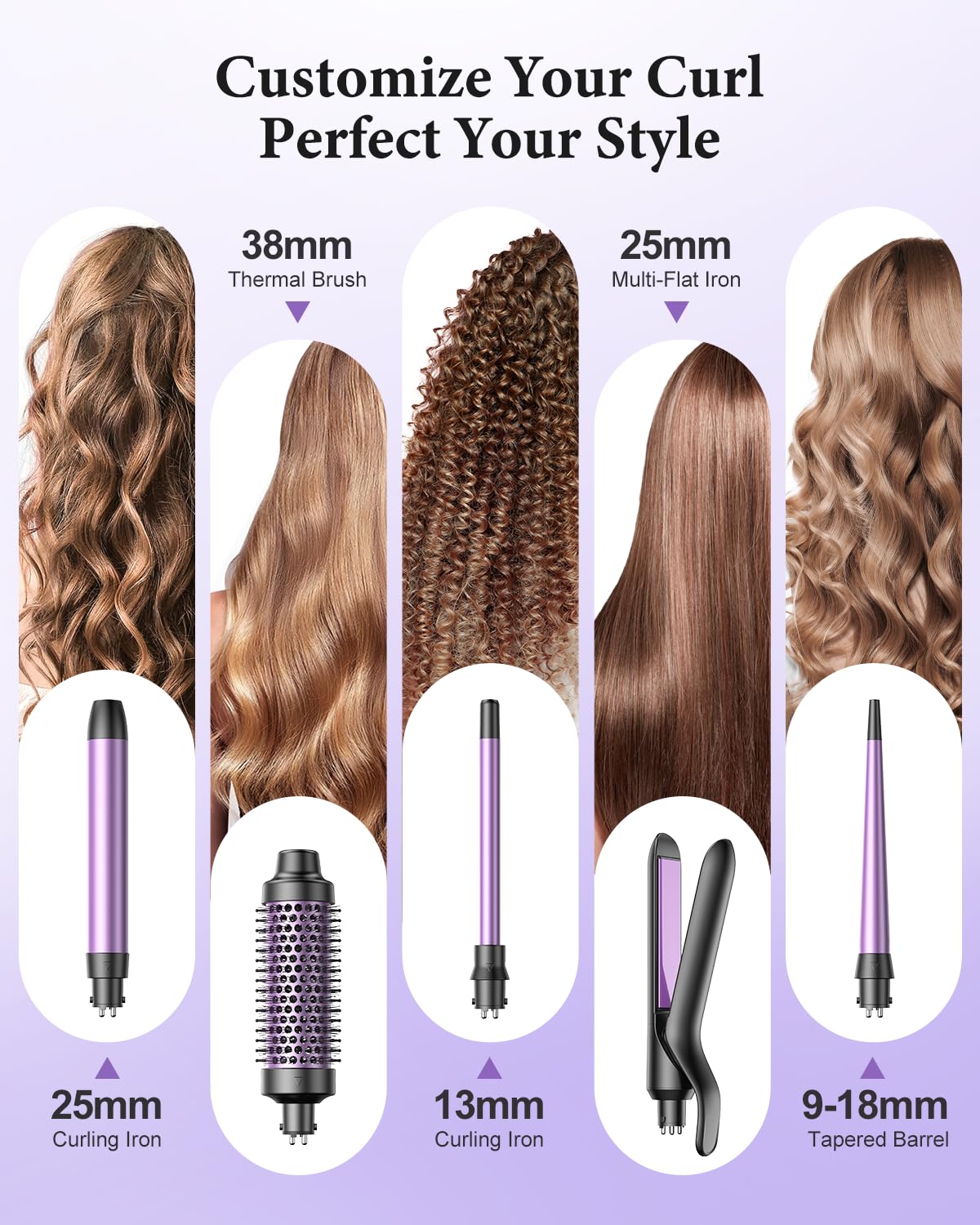 BESTOPE PRO 5 in 1 Hair Curling Wand, Hair Curler Set including Thermal Brush and Hair Straightener - Image 2