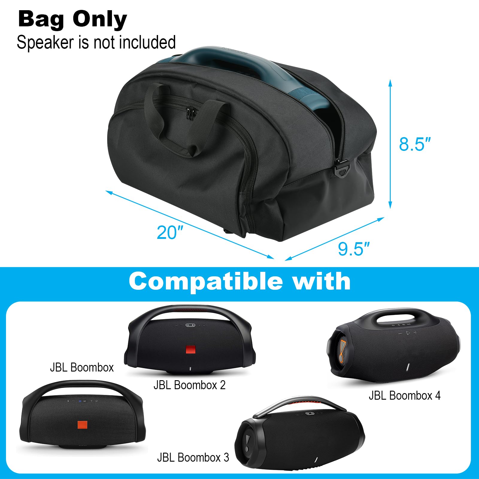 Reise-Tragerucksack für JBL Boombox 4/3/2, Tragetasche mit Schultergurt und Tragegurt, tragbare Tragetasche mit Zubehörtasche