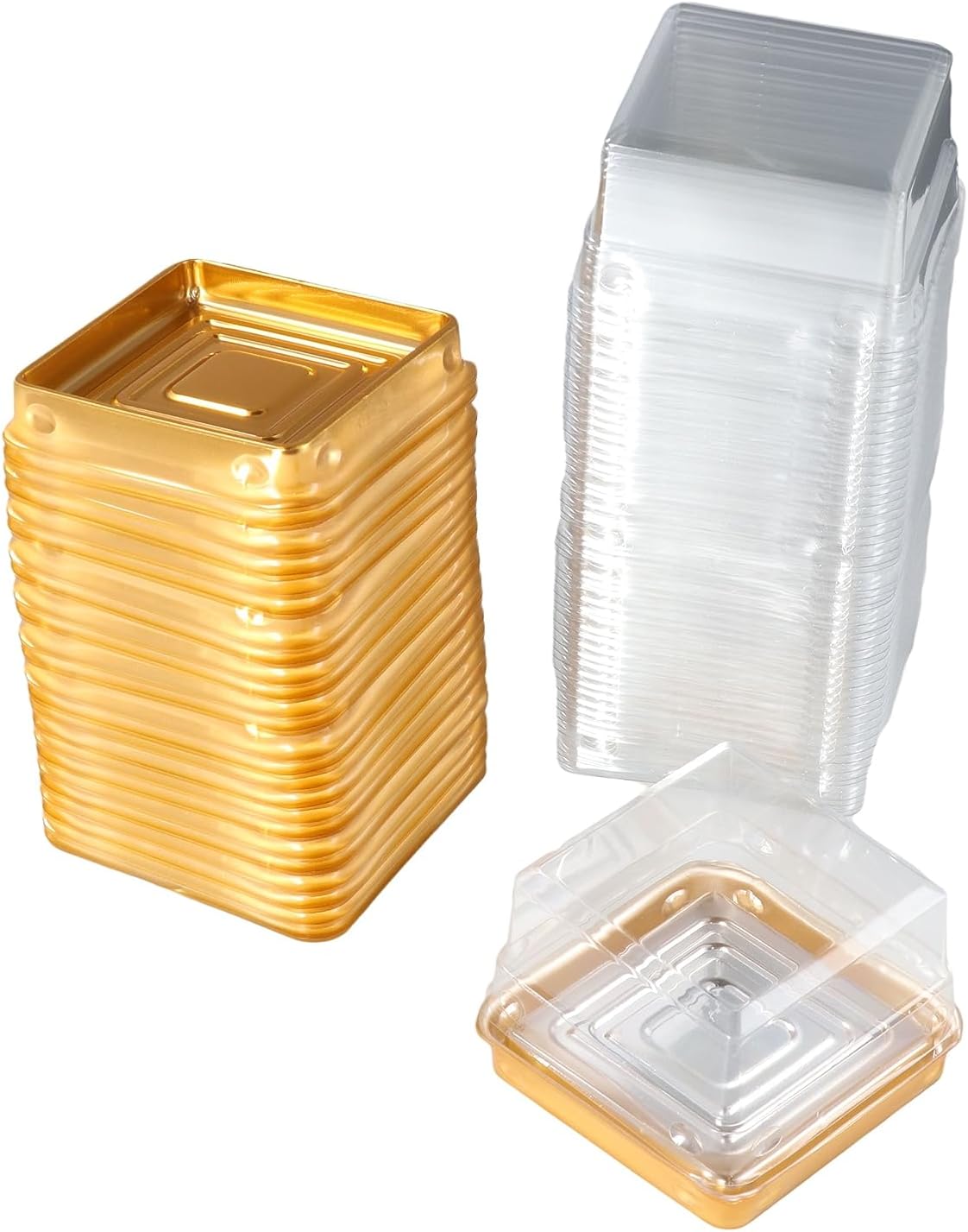 Leadigol 50PCS 100g Cake Trays Festival Supplies 8cm Dessert Cover Moon Cake Clear Plastic Mini Cake Box Muffins Box Cookies Box Wedding Birthday Gift Box