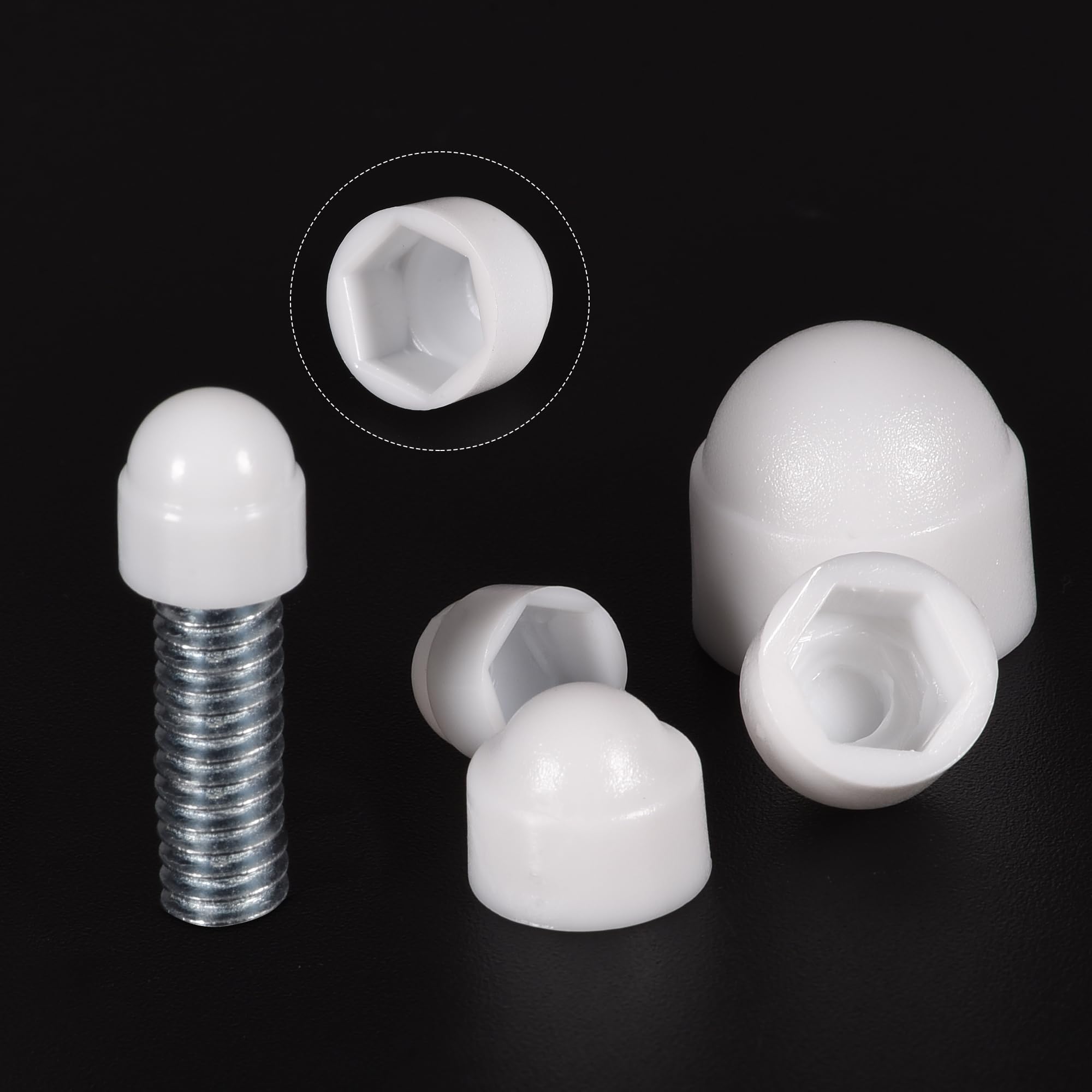 Uxcell 150-Pack M6 Grey Plastic Hex Nut Covers – Dome Cap Protectors For Bolts & Screws, 10mm Inner Diameter