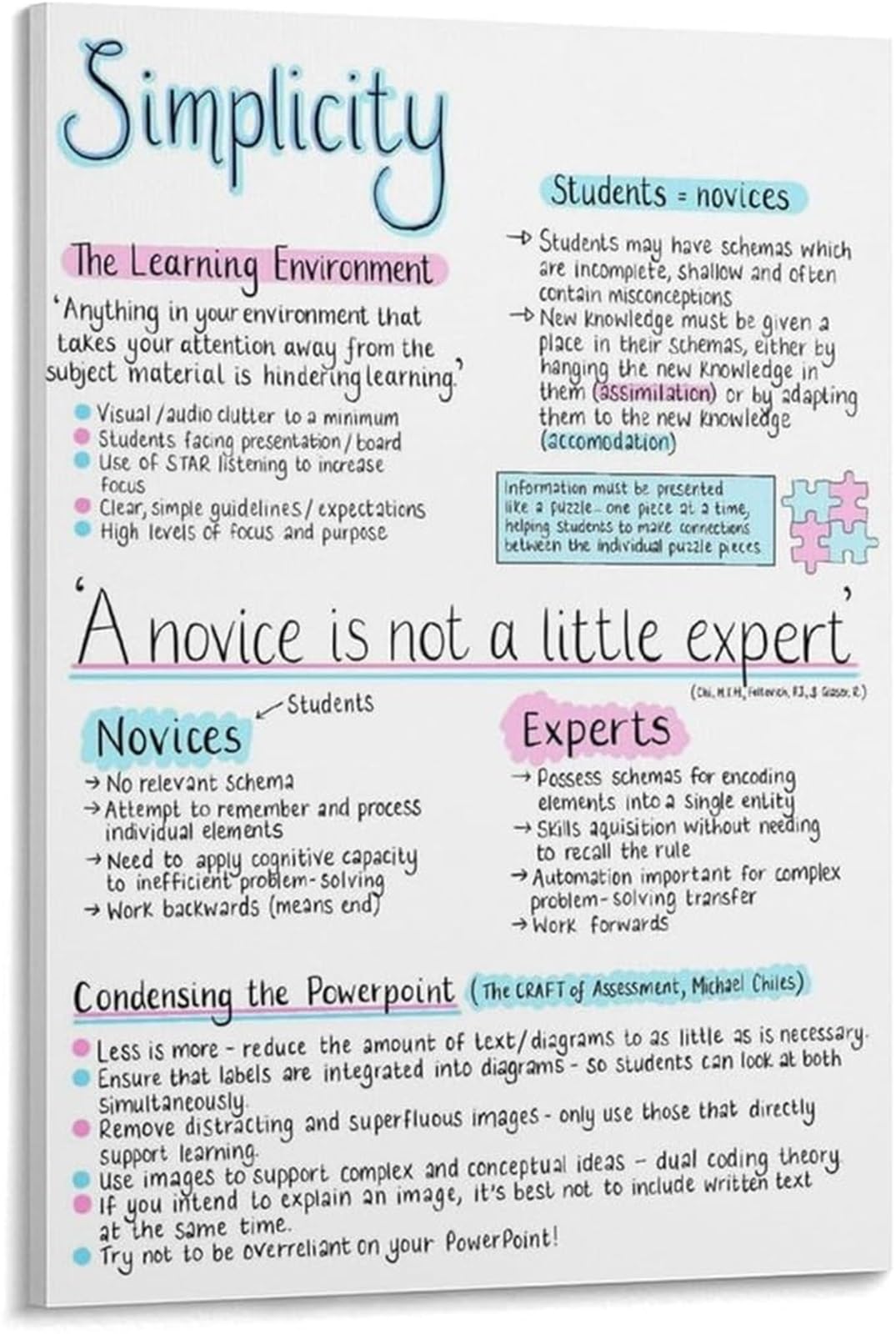 PKNVKZIDK Novice vs Expert Visual Learning Poster Classroom Aid for Teaching Simple Decor Educational Art
