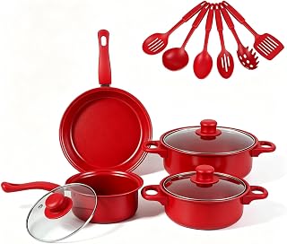 13 Piece Cookware Set Portable Lightweight Cast Iron Pots and Pans Set