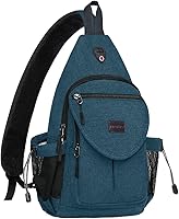 Vista 7 de MOSISO Mochila bandolera, mochila cruzada de lona para senderismo con bolsillo antirrobo