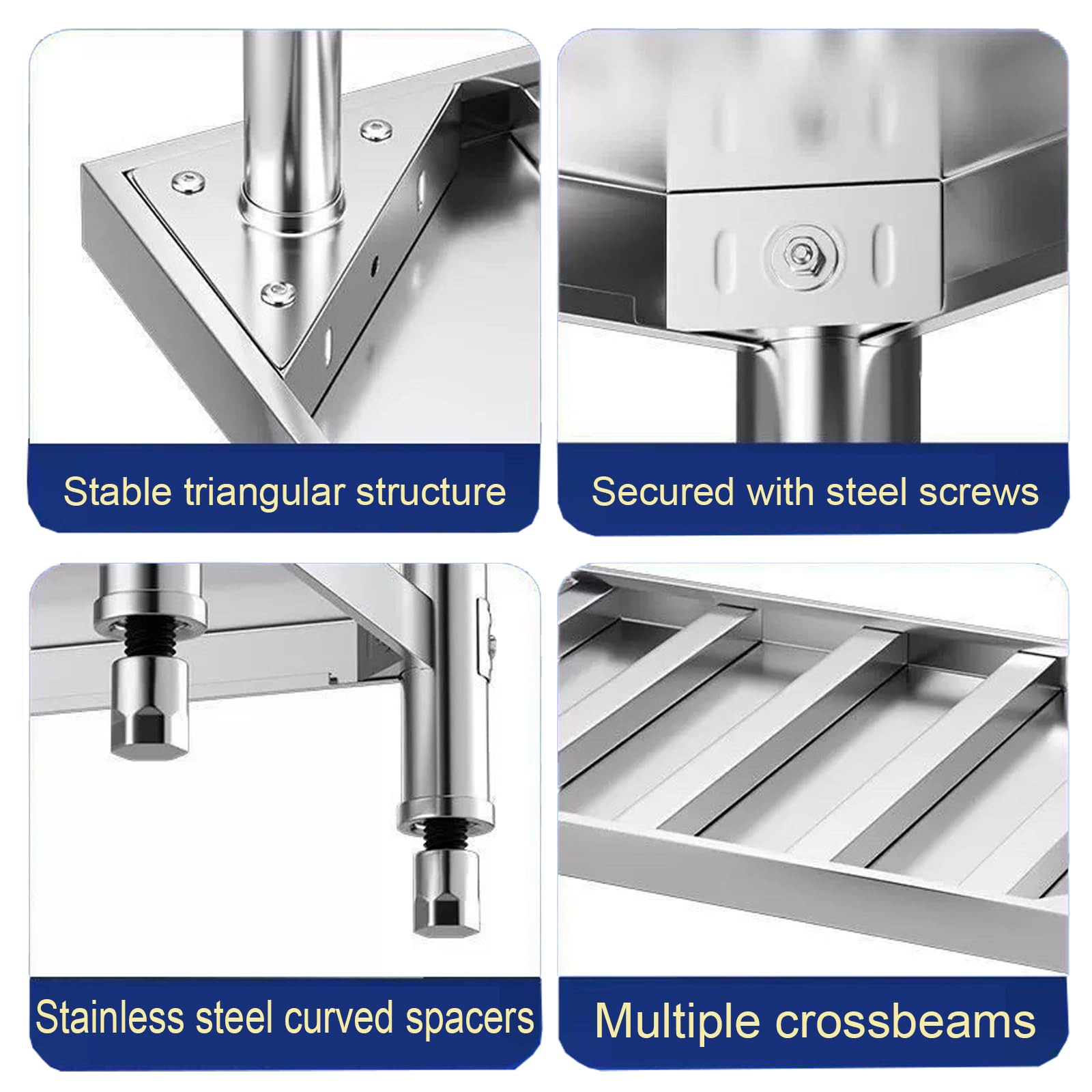 Tavolo Inox da Preparazione, Tavolo da Cucina Commerciale, Banco da Lavoro Inox Cucina, Scaffale in Metallo, Banco da Lavoro per Ristoranti, Hotel, Bar, Ospedali, Scuole,100x40x80cm