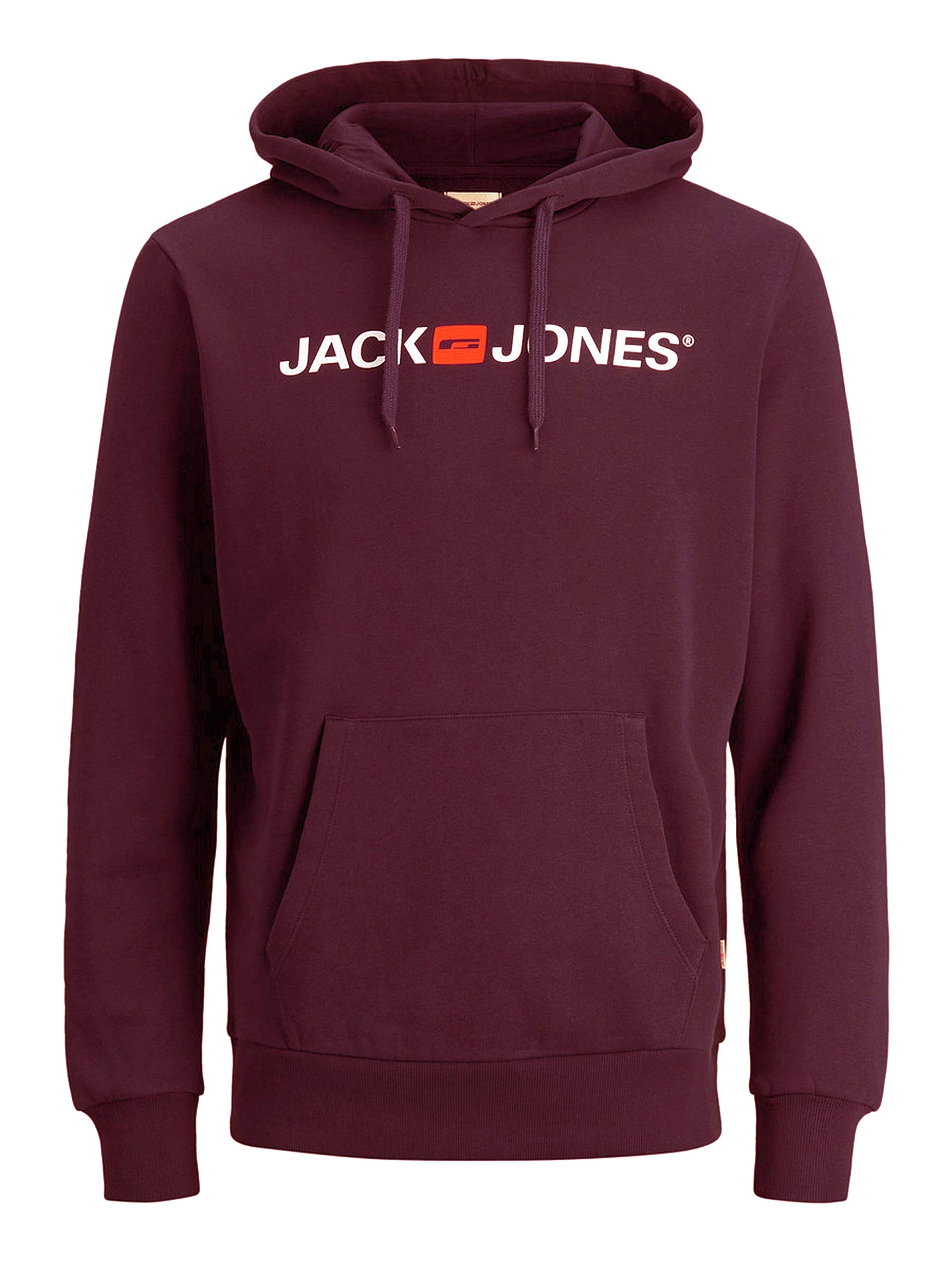 JACK & JONES Male logo hoodie, Red (Port Royale/Reg Fit), M