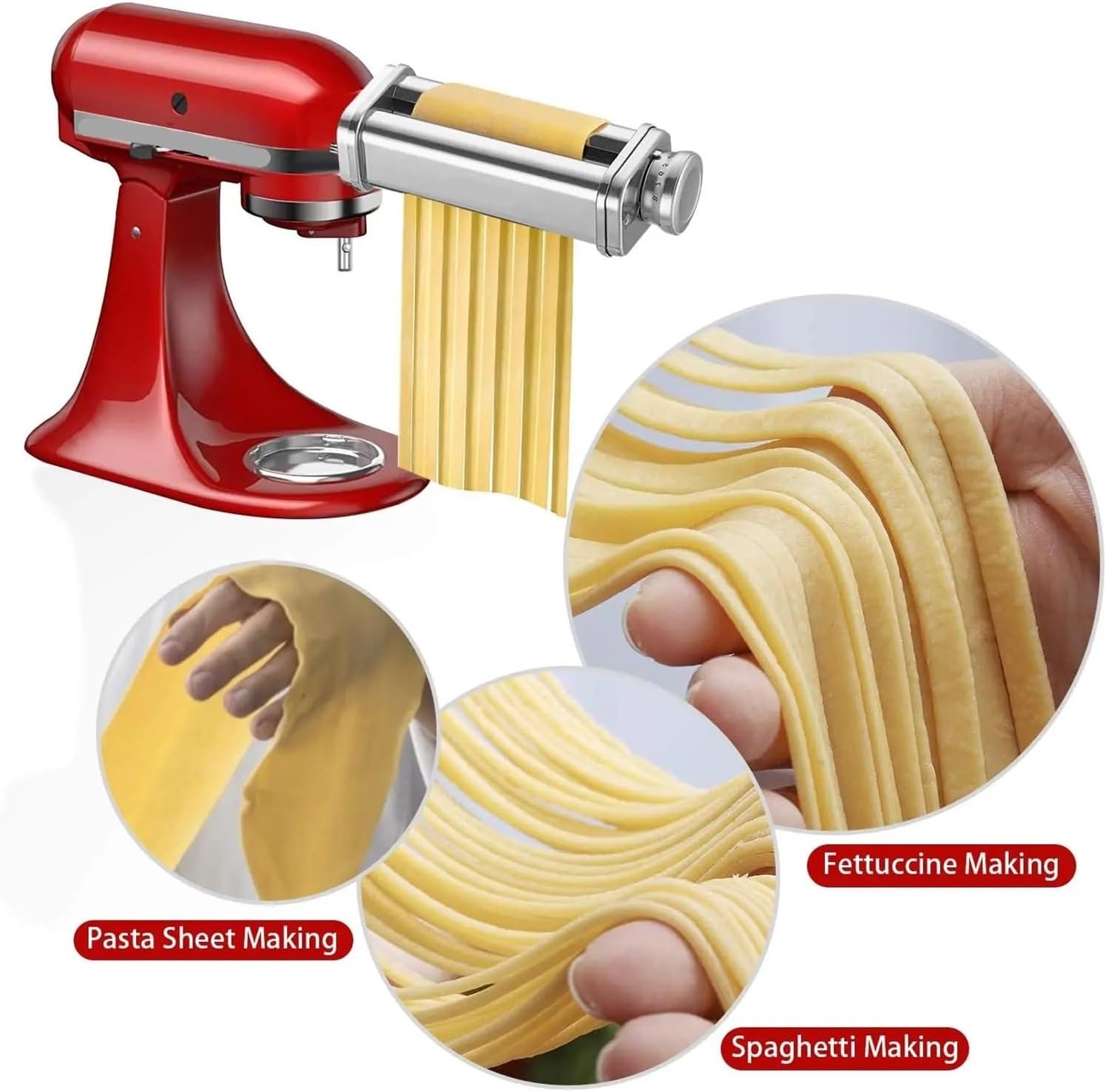 Pasta Attachment Compatible For KitchenAid，Mixer Pasta Sheet Roller Spaghetti Fettuccine Cutter (A passta roller)