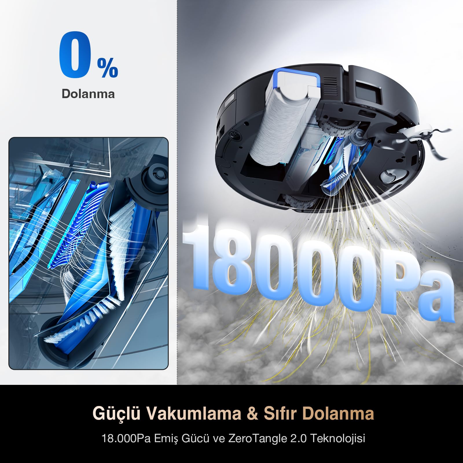ECOVACS DEEBOT X8 PRO OMNI Robot Aspirapolvere Lavapavimenti, 18000Pa, Tecnologia di Lavaggio Automatico Istantaneo OZMO ROLLER, Pulizia con acqua calda 40-75°C, Soluzione Detergente Automatica, Nero