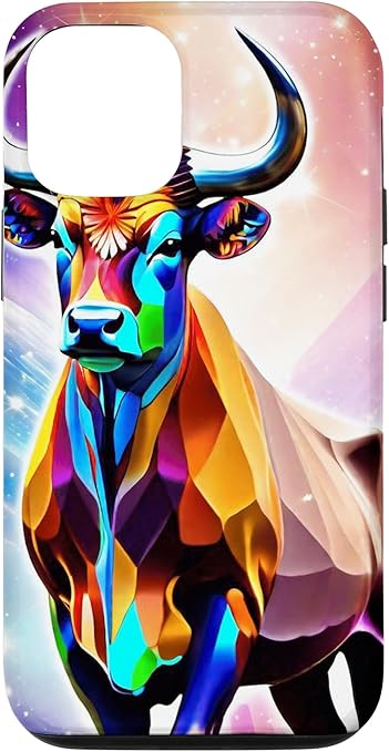Rainbow Bull Taurus Birth Sign Astrology Zodiac n Horoscope Case for iPhone 12/12 Pro