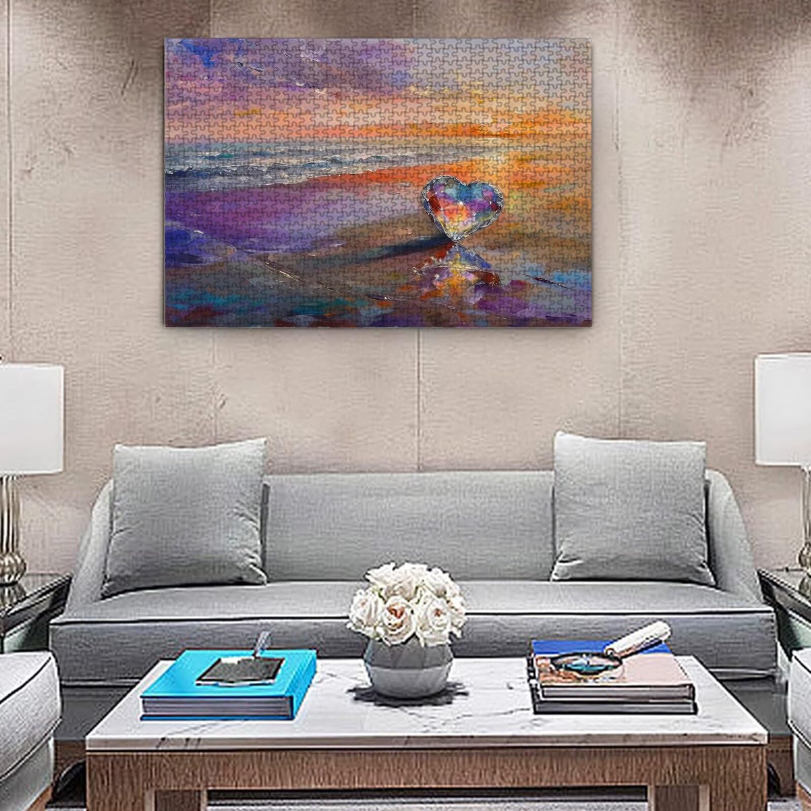 Puzzle dla dorosłych, 5000 sztuk, trudne drewniane puzzle, grafika do gier, układanka gra ręcznie dekoracja rodzinna, kreatywna rozrywka, prezent 105 x 156 cm plaża miłość K0F-820