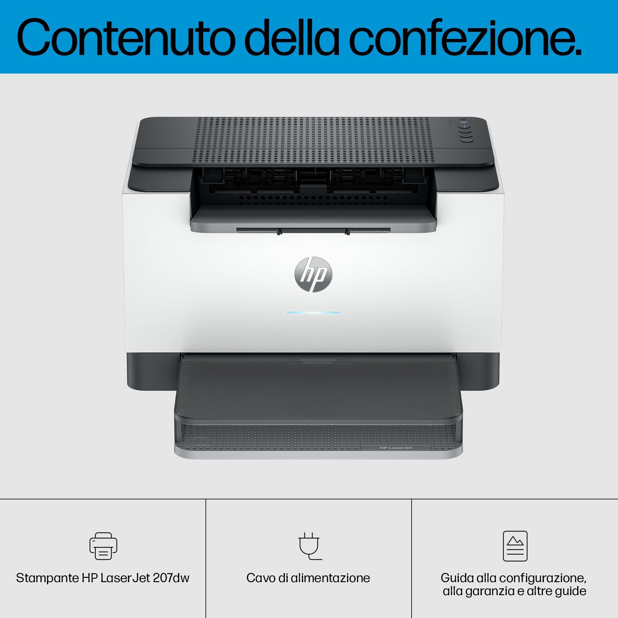 HP LaserJet M207dw Stampante a Singola Funzione A4, Stampa Fronte e Retro Automatica Bianco e Nero, 27 ppm, USB, Wi-Fi, Ethernet, Grigia