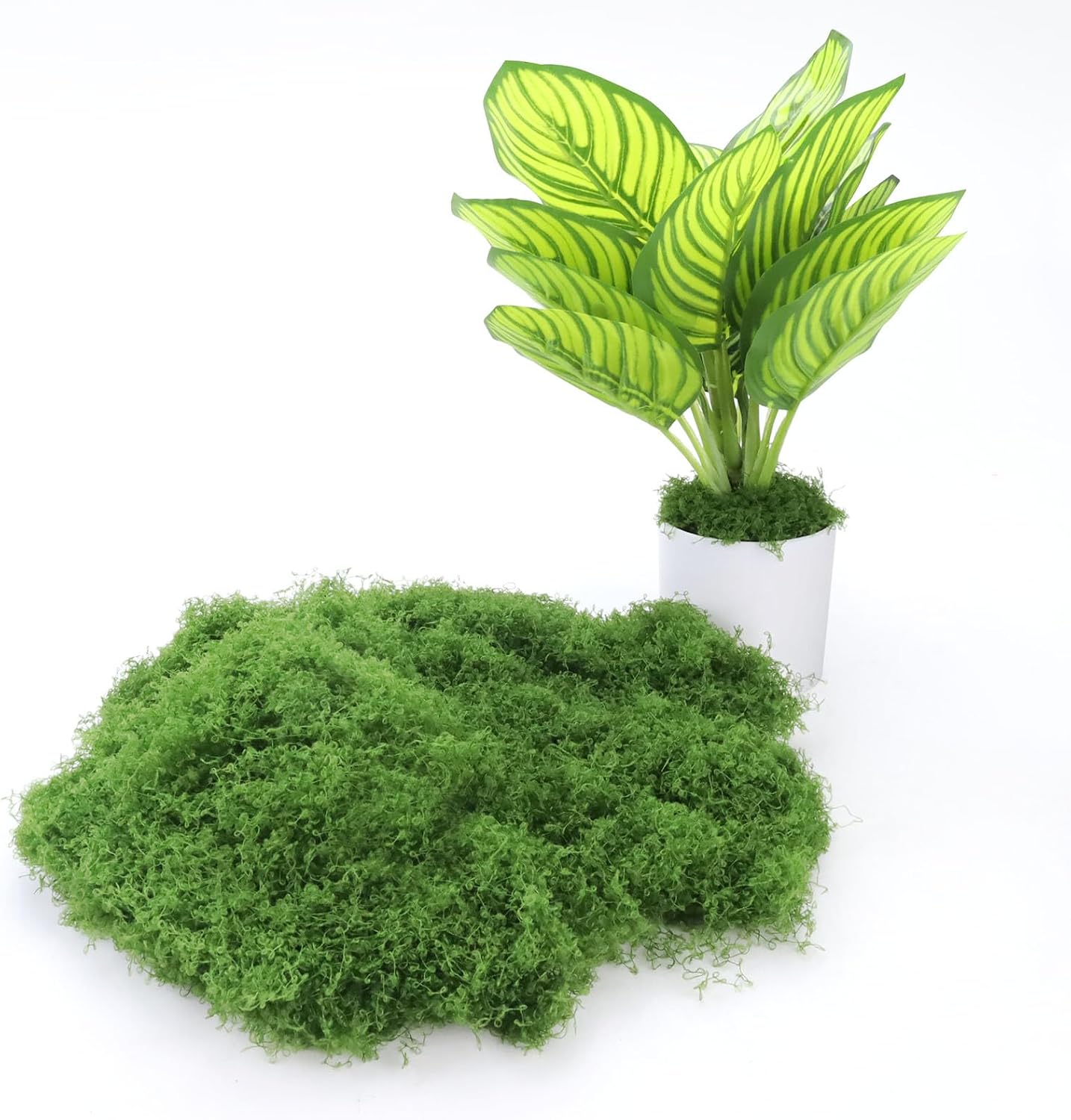 Yitexin Fake Green Moss for Potted Plants Indoor, 7.05 OZ Artificial Faux Moss for Crafts, DIY Decor for Wall Floral Art Fairy Garden Model Wedding Party Table Centerpieces (Dark Green)