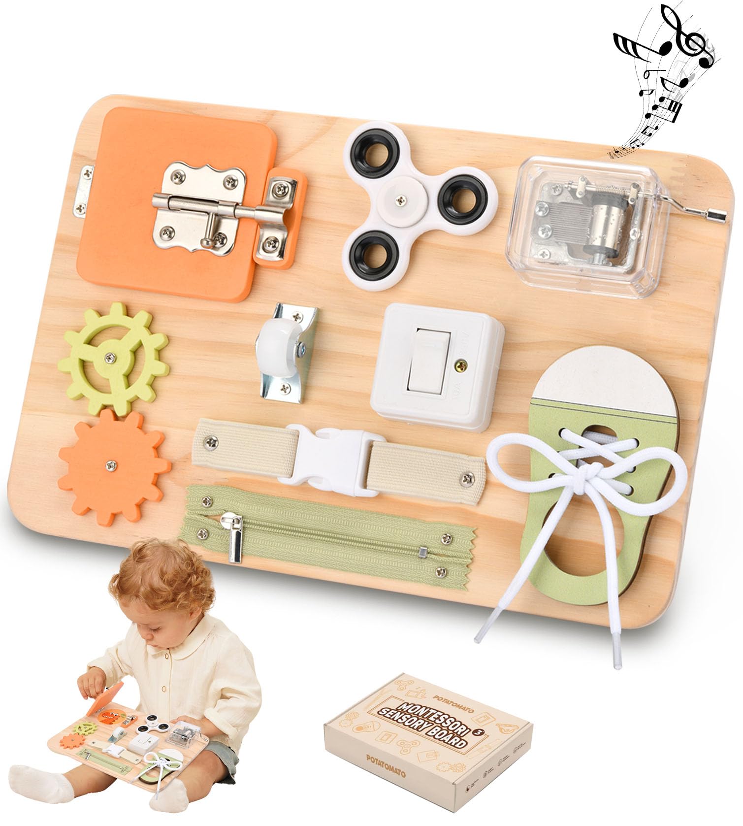 Tableau d'Activités Montessori en Bois Jouet Éducatif Motricité Sensoriel pour Enfants Autistes TDAH