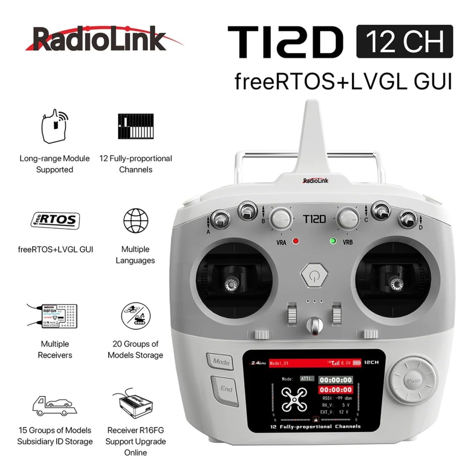 Amazon | HTLNUZD Radiolink T12D 12チャンネル RC 完全比例