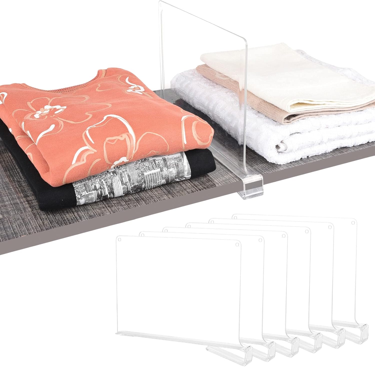 Clear Acrylic Shelf Dividers for Closets Book Shelves