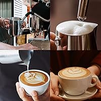 Vista 6 de Jarra de espuma de leche, jarra de vapor de café espresso de 12 onzas, accesorios para máquina de café capuchino de acero inoxidable, herramientas
