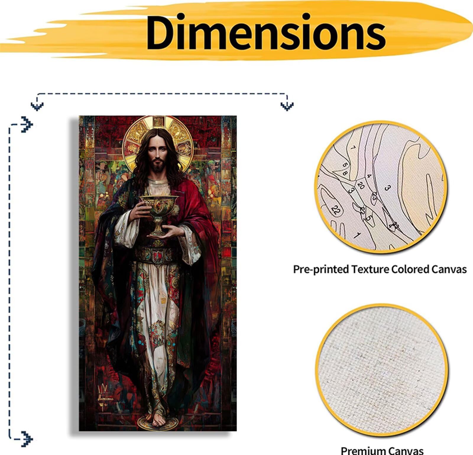 Religion Malen Nach Zahlen Erwachsene Groß 90x180 cm,Malen Nach Zahlen Jesus,Kreativ Set für Erwachsene,DIY Handgemalt Ölgemälde Leinwand Kit mit Pinseln Acrylfarben,Home Dekor Frauen Geschenk L165